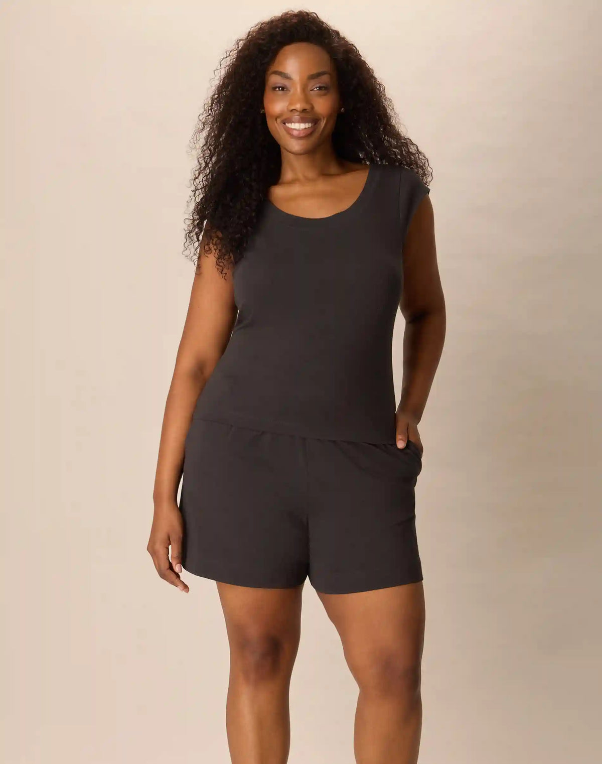 Playtex Women's Cotton-Stretch Pajama Set - Tank & Shorts with Pockets - Moisture-Wicking Loungewear - 5"