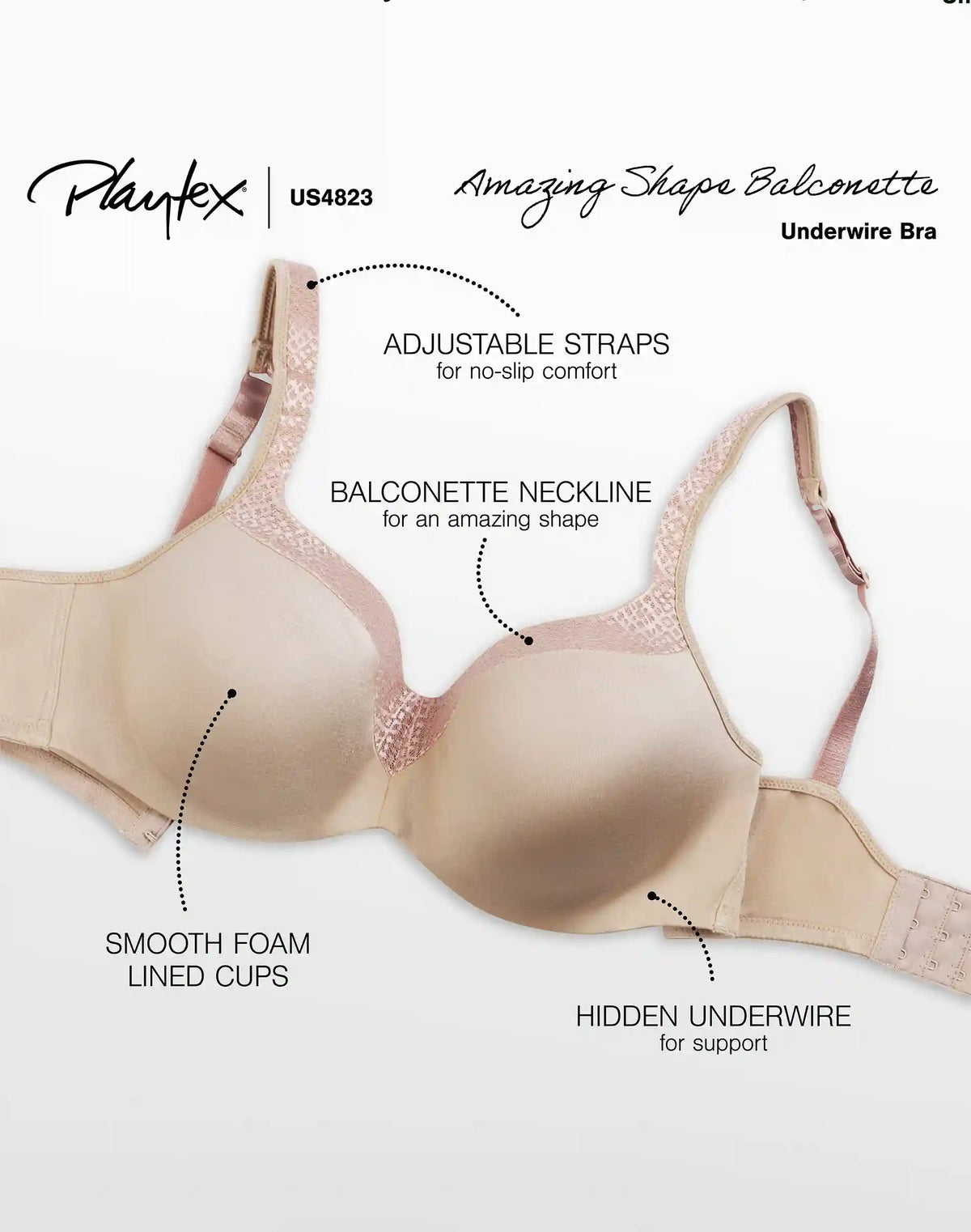 Playtex Secrets Underwire Smoothing Balconette T-Shirt Bra