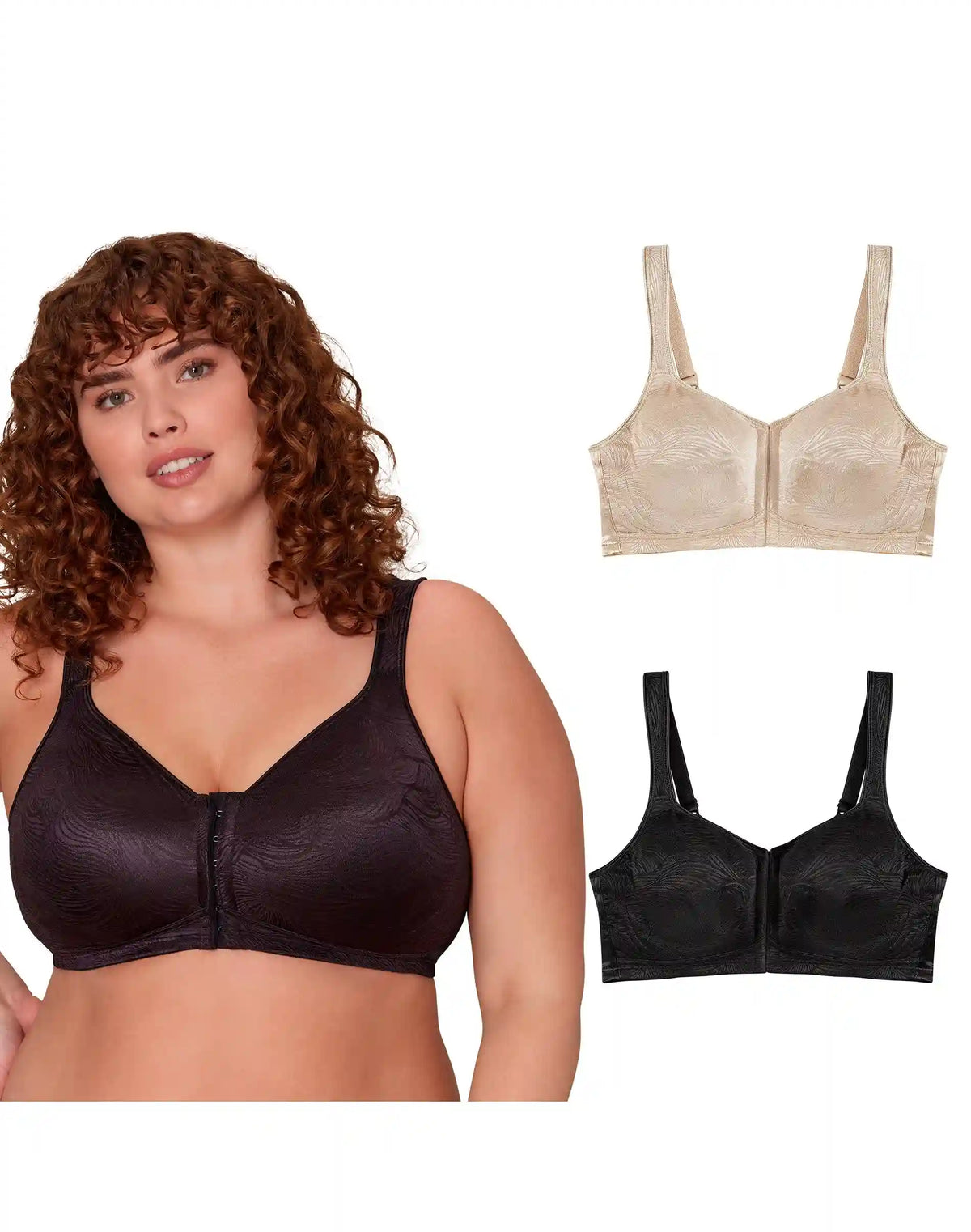 Playtex 18 Hour POWER SUPPORTX Front Close Extra Back Support Wireless Bra, 2-Pack